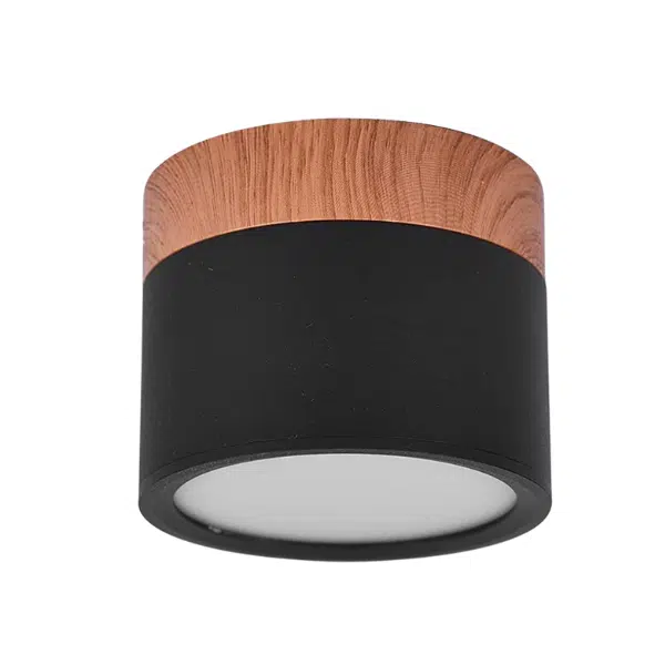 Aplique Sobrepuesto Decorativo Negro 6W Luz Cálida – Diseño en Madera y Aluminio