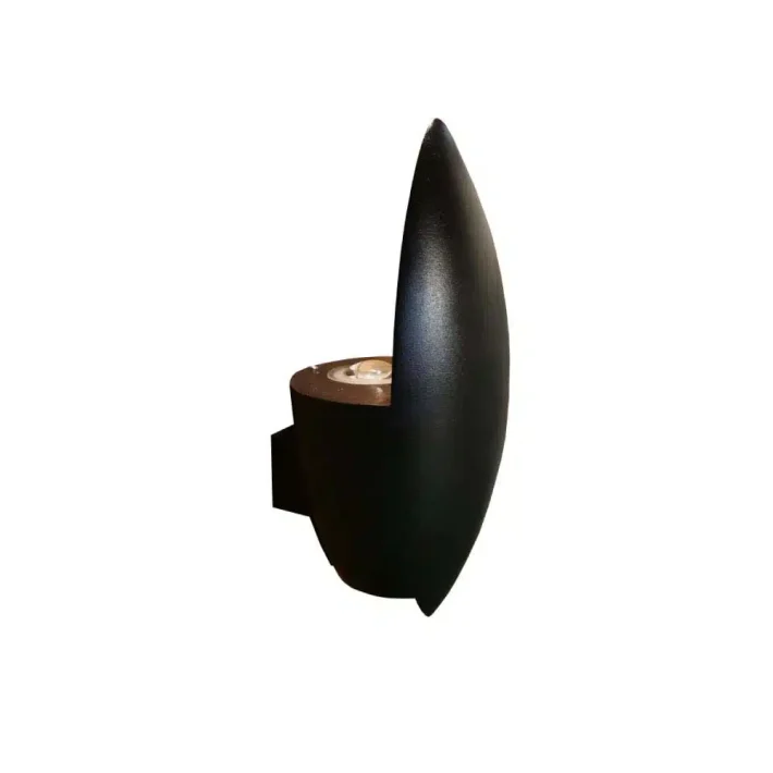 aplique muro negro oval 10W luz cálida exterior IP54 aluminio y policarbonato