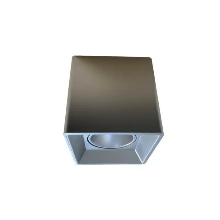 base sobrepuesta cuadrada plata GU10 de policarbonato