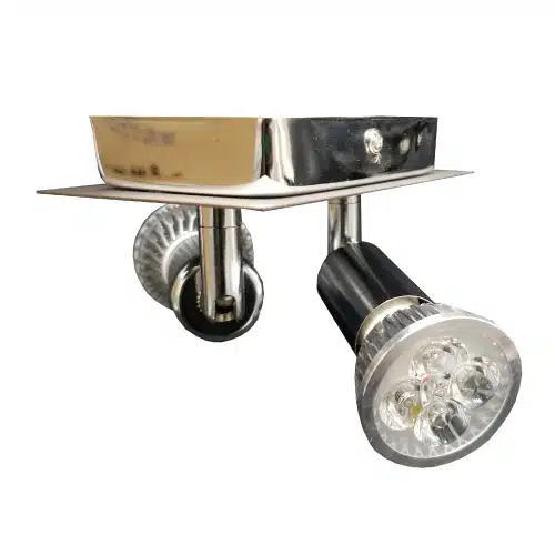 aplique base cuadrada 2xGU10 de aluminio doble