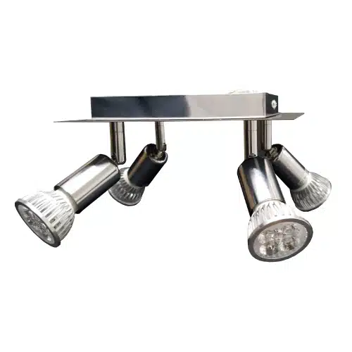 aplique base cuadrada 4xGU10 de aluminio cuatro focos