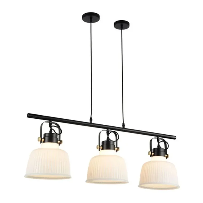 lampara colgante 3 luces tulipas marble metal interior diseño elegante comedor techo efecto marmol