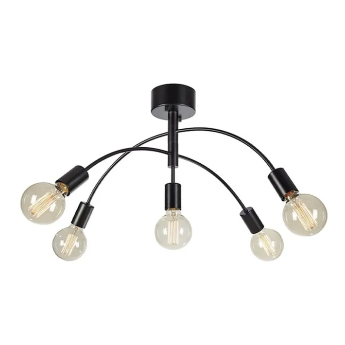 lampara colgante cygnus negro metal interior diseño moderno techo 5 luces certificacion SEC