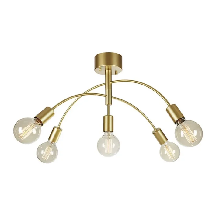 lampara colgante cygnus oro metal dorado interior diseño moderno techo 5 luces certificacion SEC