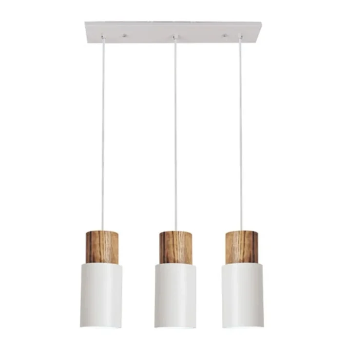lampara colgante flint line blanca metal interior diseño moderno techo lineal 3 focos blancos certificacion SEC