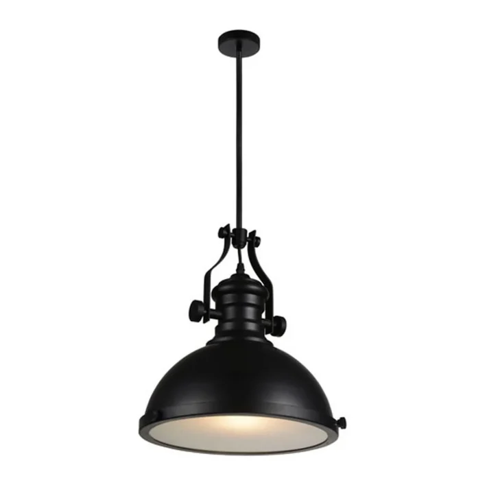 lampara colgante hobson negra metal interior diseño industrial moderno techo campana negra certificacion SEC