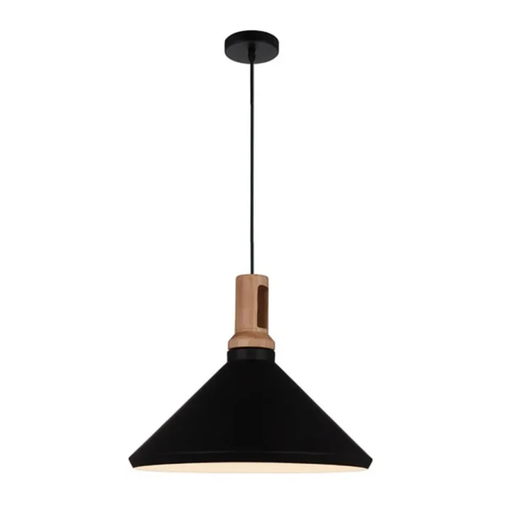 lampara colgante macy negro metal interior diseño moderno techo campana negra certificacion SEC