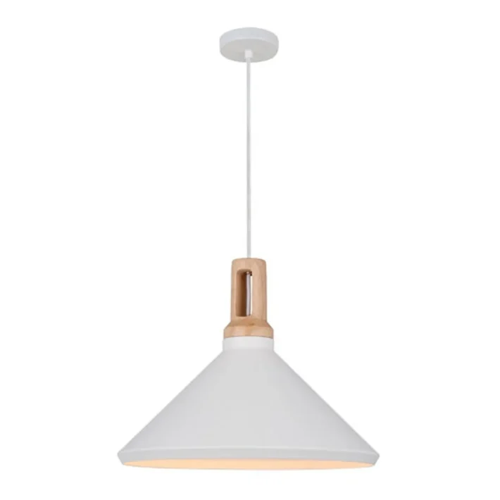 lampara colgante macy blanco metal interior diseño moderno techo campana blanca certificacion SEC