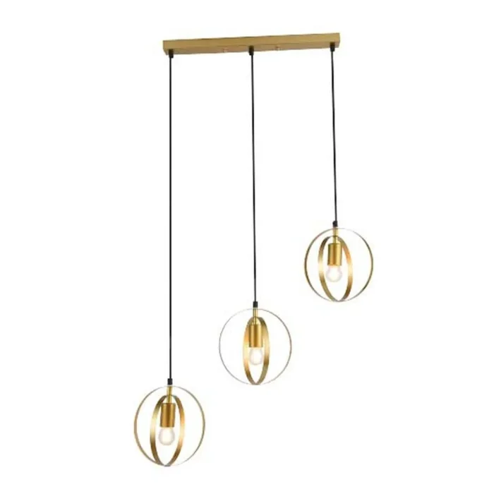 lampara colgante 3 luces talice dorado metal interior diseño moderno techo lineal certificacion SEC