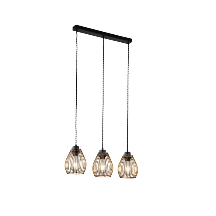 lampara colgante beas 3 luces dorado mate metal interior diseño lineal techo certificacion SEC