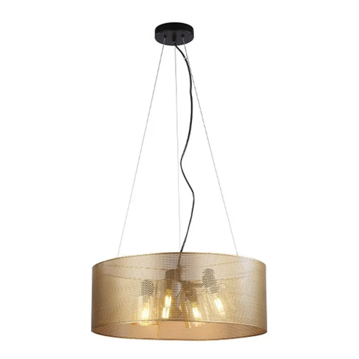 lampara colgante borgo oro 4 luces metal dorado interior diseño moderno techo certificacion SEC
