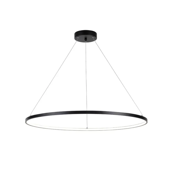 lampara colgante hula-m 35w luz calida negro metal interior diseño moderno techo led integrado anillo