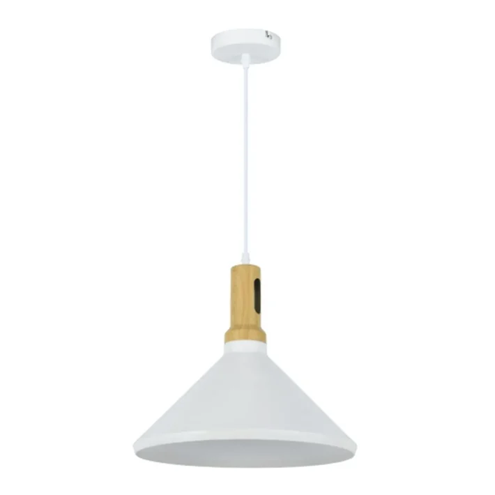 lampara colgante merilia blanco 35cm metal interior diseño moderno techo campana blanca certificacion SEC