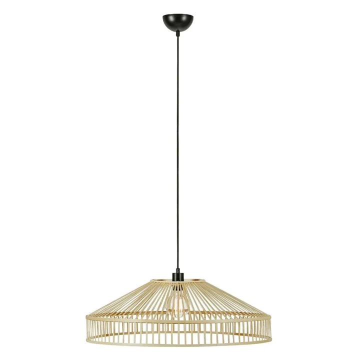 lampara colgante tapa natural madera interior diseño organico minimalista techo madera clara certificacion SEC