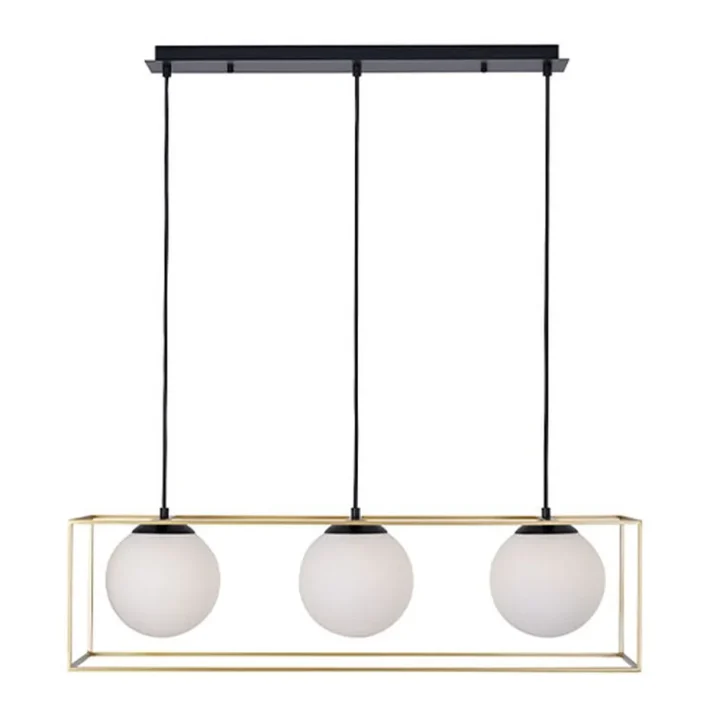 lampara colgante treviso negro oro metal interior diseño industrial moderno techo comedor 3 luces certificacion SEC