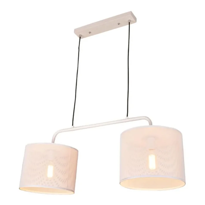 lampara colgante daisy blanca metal interior diseño moderno techo 2 luces campanas blancas