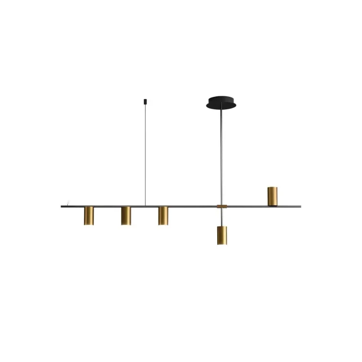 lampara colgante linen dorado y negro metal interior diseño moderno techo 5 luces certificacion SEC