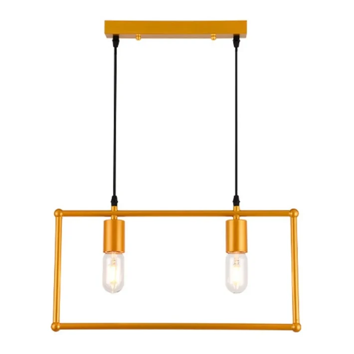 lampara colgante dosde 2 luces metal dorado interior diseño contemporaneo techo espacios reducidos