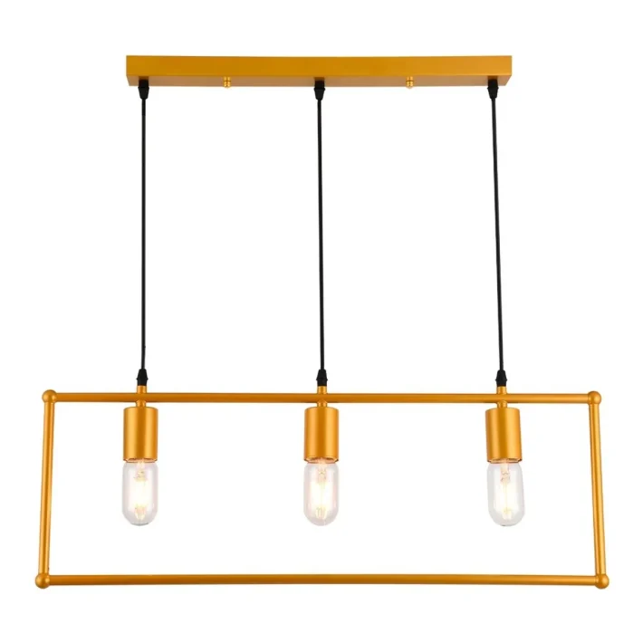 lampara colgante dosde 3 luces metal dorado interior diseño contemporaneo techo espacios modernos