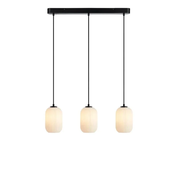 lampara colgante cava negra vidrio interior diseño moderno techo lineal 3 luces certificacion SEC