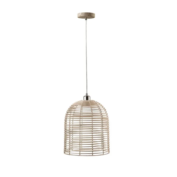lampara colgante fibra natural mimbre interior diseño artesanal rustico techo certificacion SEC