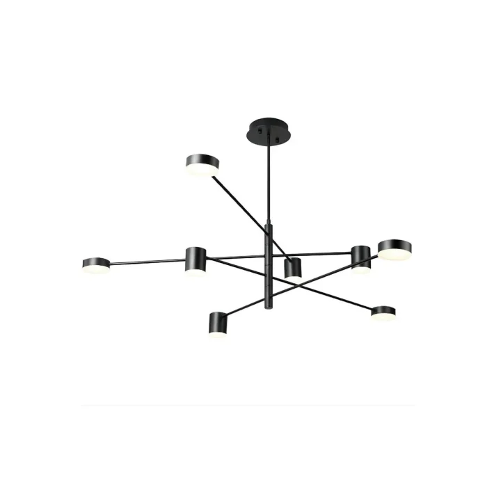 lampara colgante galileo led metal negro interior diseño moderno techo 8 brazos moviles