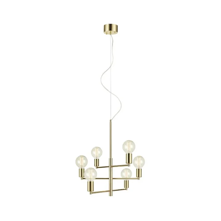 lampara colgante oslo bronce metal interior diseño moderno techo 6 luces certificacion SEC