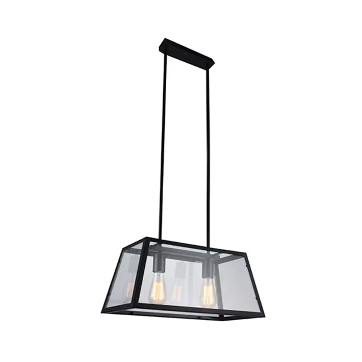 lampara colgante vanko 2 luces negro metal cristal interior diseño moderno techo certificacion SEC