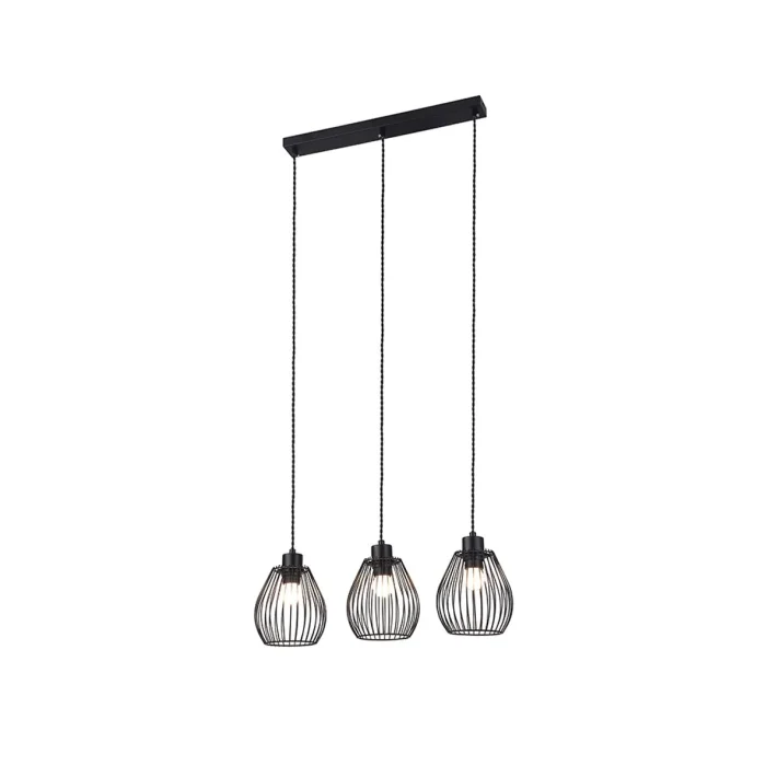 lampara colgante beas 3 luces negro mate metal interior diseño lineal techo certificacion SEC