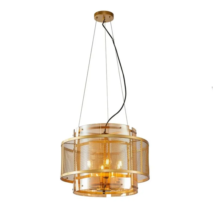 lampara colgante cosio oro mate metal interior diseño moderno techo 6 luces certificacion SEC
