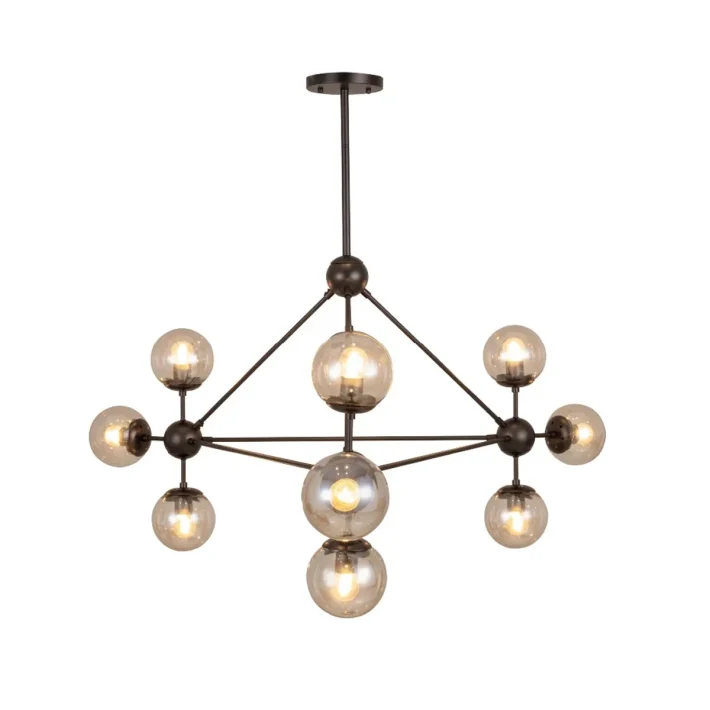 lampara colgante tagalo negro metal interior diseño moderno techo 10 luces gran formato certificacion SEC