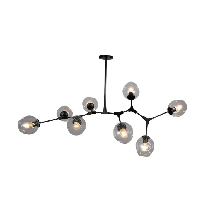 lampara colgante zincir negro metal industrial moderno comedor cocina 8 luces certificacion SEC