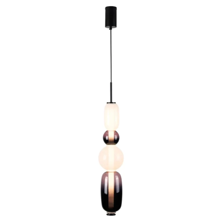 lampara colgante pebbles led vidrio blanco diseño piedras naturales luz calida interior dormitorio armonia