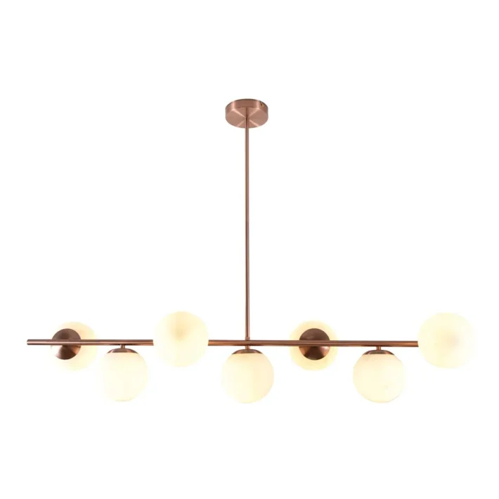 lampara colgante solen rojo bronce metal diseño moderno interior comedor 7 luces elegancia industrial
