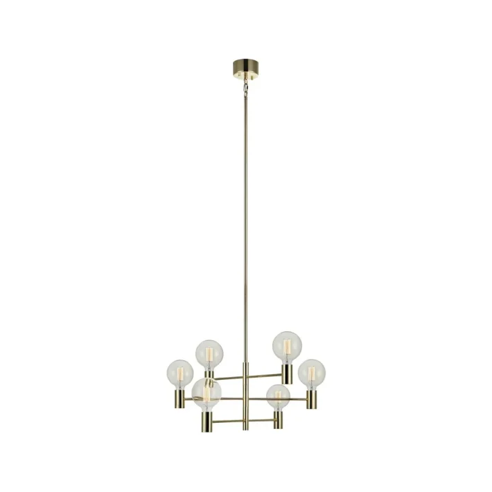 lampara colgante capital bronce laton interior diseño elegante lujo techo 6 luces altura ajustable certificacion SEC