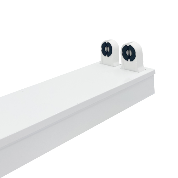 canoa doble para 2 tubos led t8 60 cms soporte metalico blanco industrial sobrepuesto ilumitech