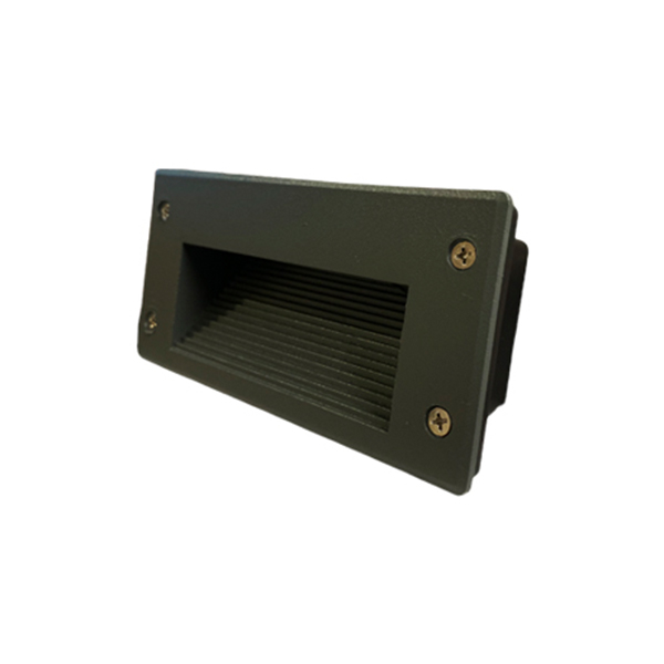 foco empotrado muro led 3W tornillos a la vista luz calida IP54 iluminacion de cortesía exterior
