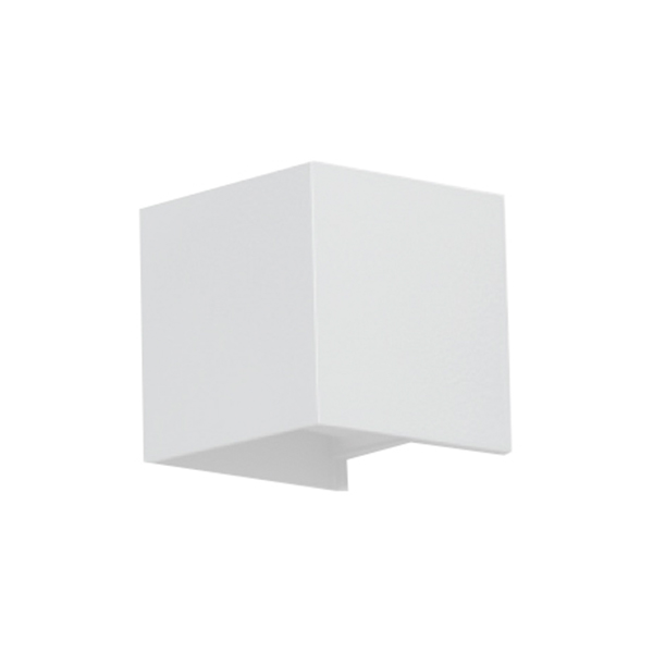 aplique muro sobrepuesto blanco 10W luz cálida exterior IP54 diseño cubico LED SMD