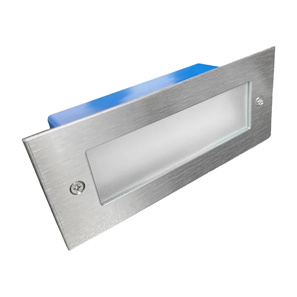foco empotrado muro led 5W plateado luz calida IP65 iluminacion de cortesía exterior escalera